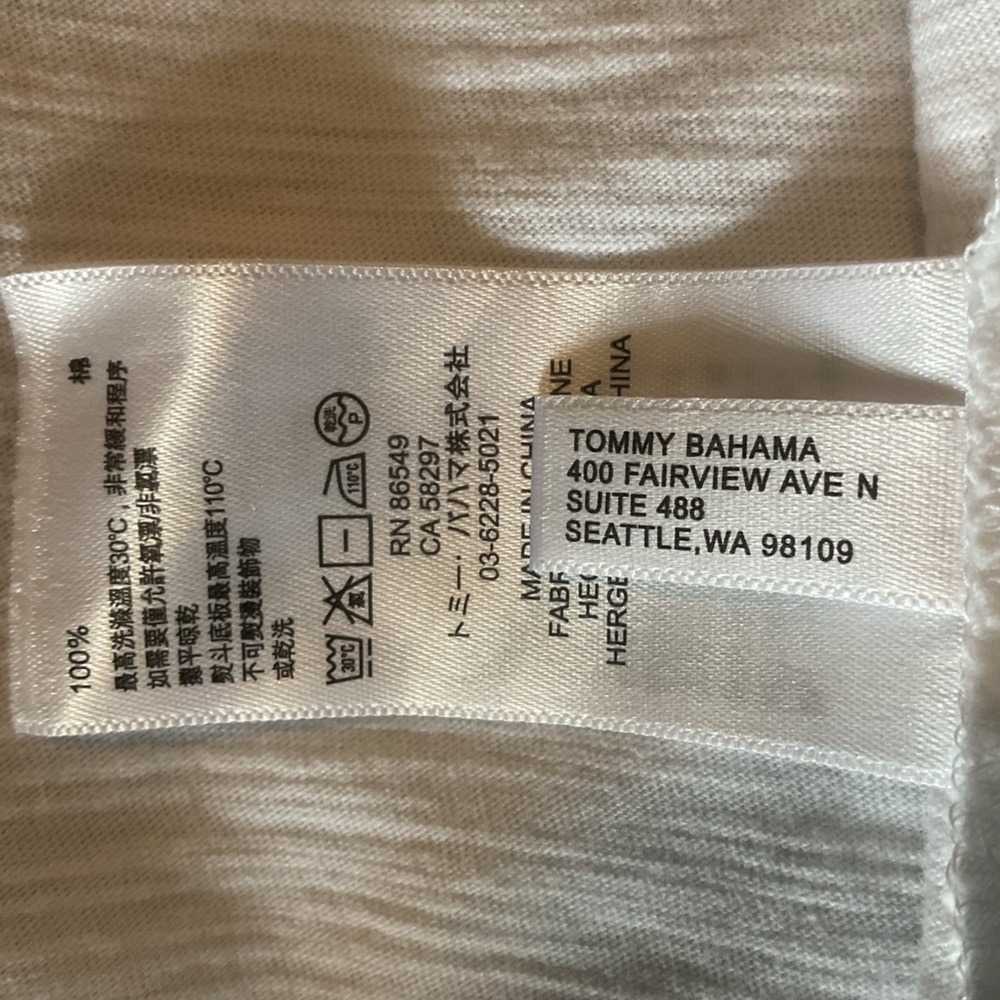 🌱Tommy Bahama white Monochrome detailed 3/4 sleeve Blouse - Picture 6 of 6